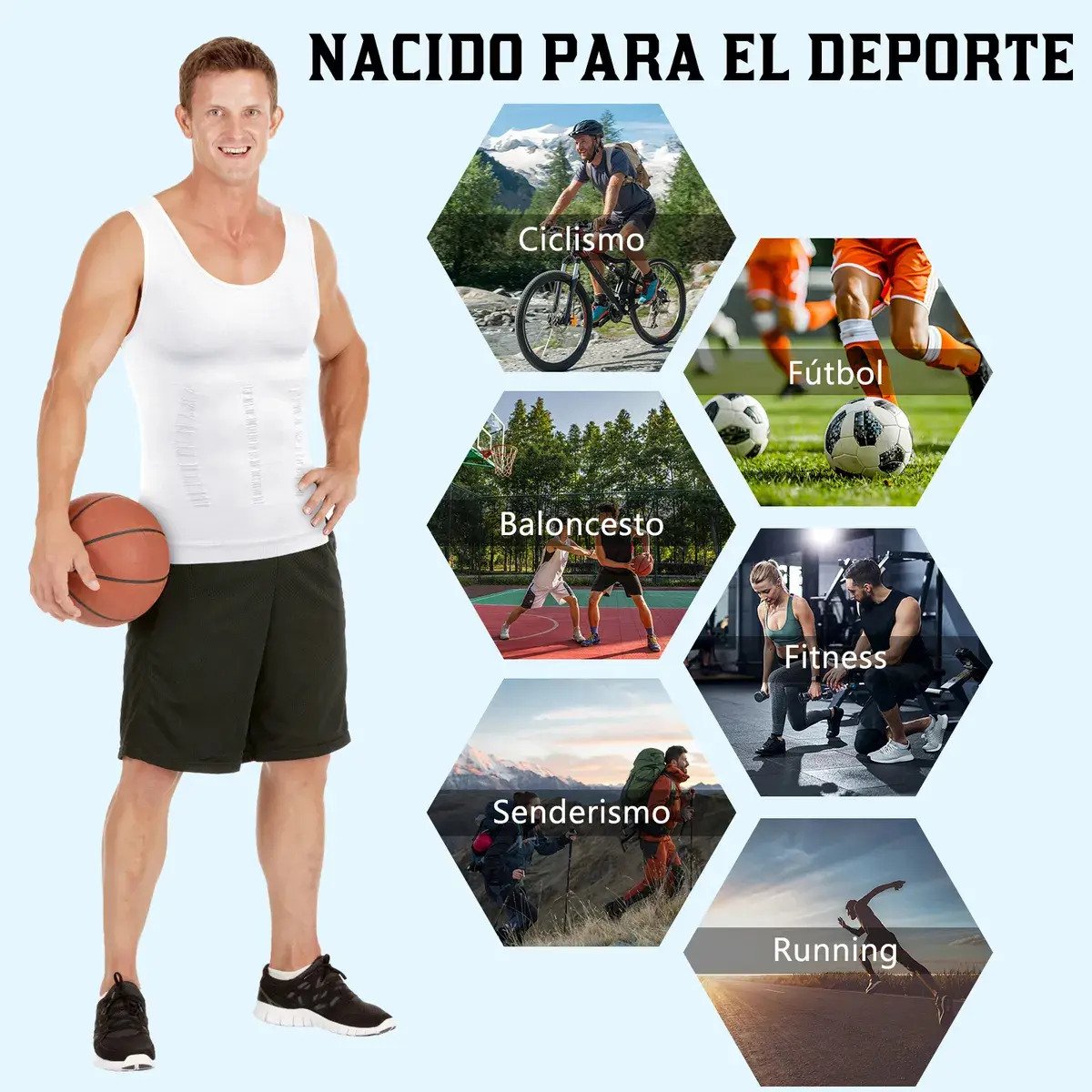 Camiseta Reductora y de Compresión Deportiva para Hombre - Imagen 6
