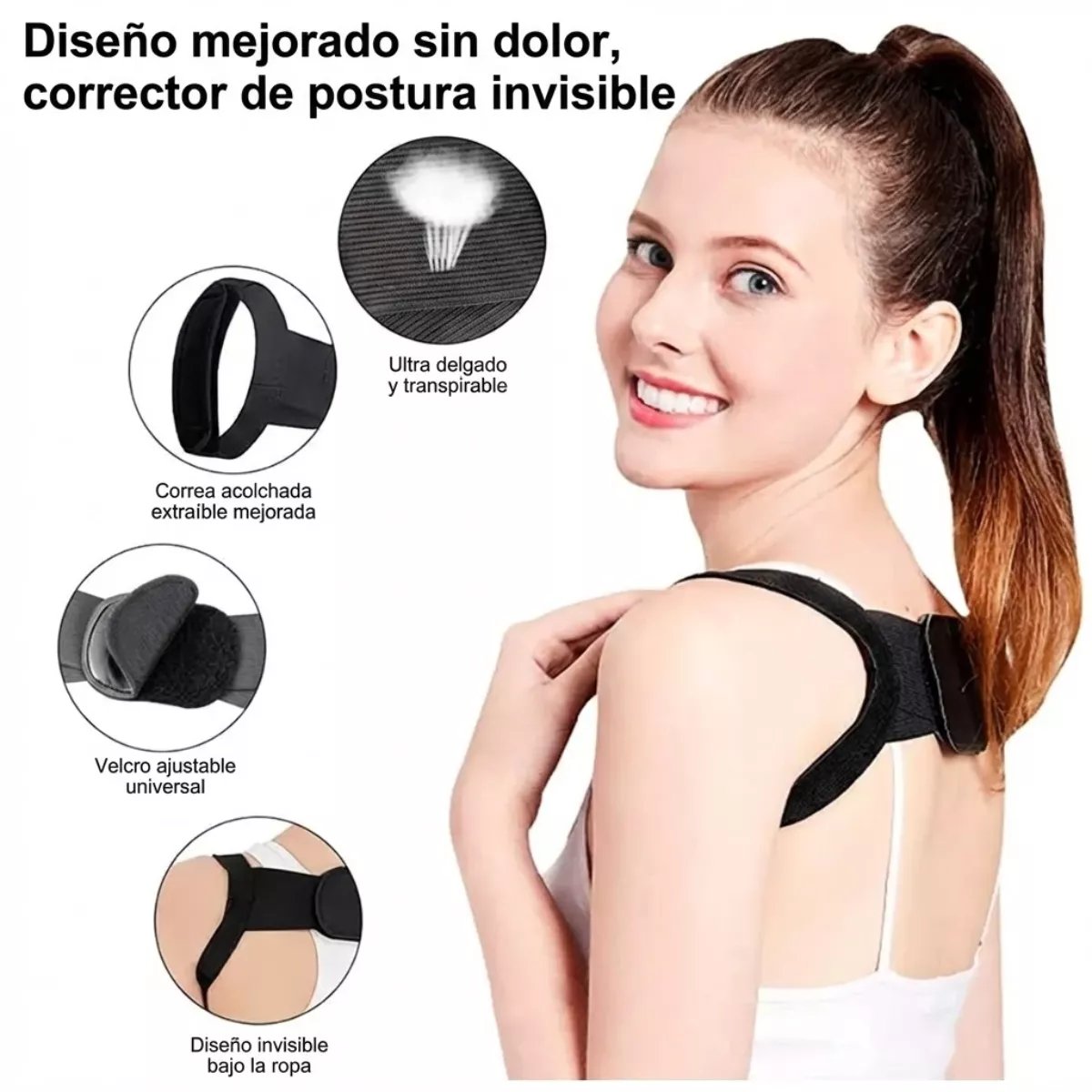 Corrector Postura Espalda Alta Ortopedico Ajustable Unisex - Imagen 5